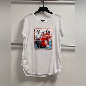 Short Sleeve Side Cinch Waffle Top w) BONITA patch (NEW)